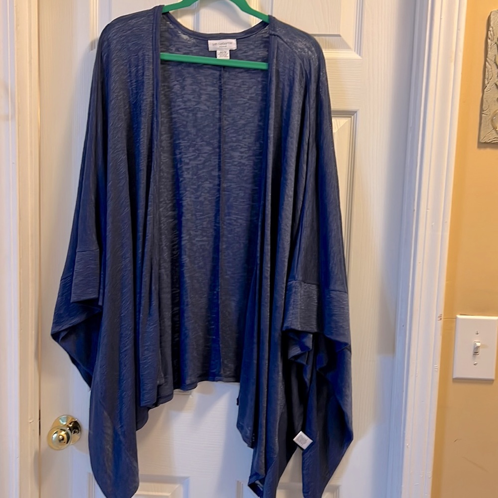 Plus 1X Blue Liz Claiborne Open Front Cardigan New Without Tags